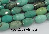 CAB19 15.5 inches 8*12mm faceted rice green grass agate beads