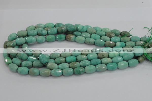 CAB20 15.5 inches 10*15mm faceted rice green grass agate beads