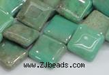 CAB28 15.5 inches 16*16mm diamond green grass agate gemstone beads