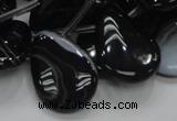 CAB315 15.5 inches 18*25mm flat teardrop black agate gemstone beads