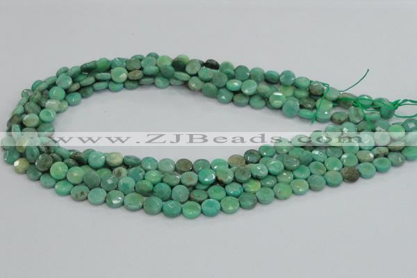CAB32 15.5 inches 8mm faceted coin green grass agate gemstone beads