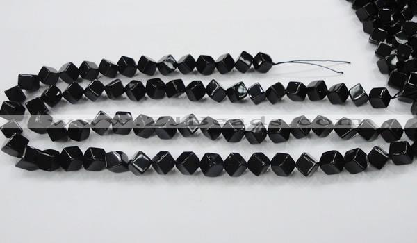 CAB332 15.5 inches 8*8mm cube black agate gemstone beads wholesale