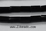 CAB333 15.5 inches 8*12mm faceted column black agate gemstone beads
