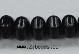 CAB341 15.5 inches 12*18mm hexagon rondelle black agate gemstone beads