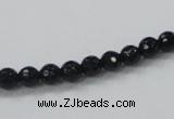 CAB342 15.5 inches 6mm faceted round black agate gemstone beads