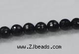 CAB343 15.5 inches 8mm faceted round black agate gemstone beads