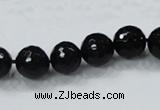 CAB344 15.5 inches 10mm faceted round black agate gemstone beads