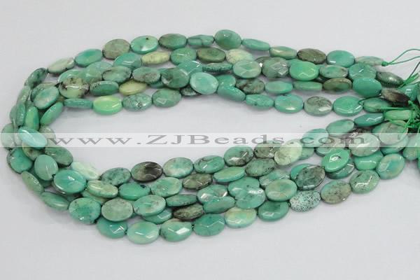 CAB38 15.5 inches 10*14mm faceted oval green grass agate beads