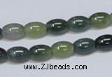 CAB388 15.5 inches 7*10mm rice moss agate gemstone beads wholesale