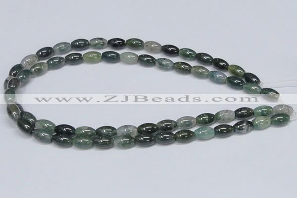 CAB389 15.5 inches 8*12mm rice moss agate gemstone beads wholesale