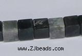 CAB398 15.5 inches 10*10mm cube moss agate gemstone beads wholesale