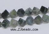 CAB400 15.5 inches 6*6mm inclined cube moss agate gemstone beads