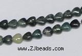 CAB403 15.5 inches 6*6mm heart moss agate gemstone beads wholesale