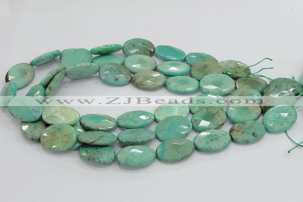 CAB41 15.5 inches 18*25mm faceted oval green grass agate beads