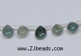 CAB414 15.5 inches 7*9mm flat teardrop moss agate gemstone beads