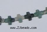 CAB415 15.5 inches 10*10mm cross moss agate gemstone beads