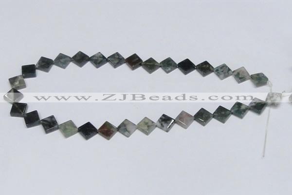 CAB417 15.5 inches 10*10mm diamond moss agate gemstone beads