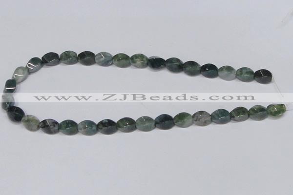 CAB420 15.5 inches 8*12mm twisted rice moss agate gemstone beads