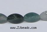 CAB421 15.5 inches 8*16mm twisted rice moss agate gemstone beads