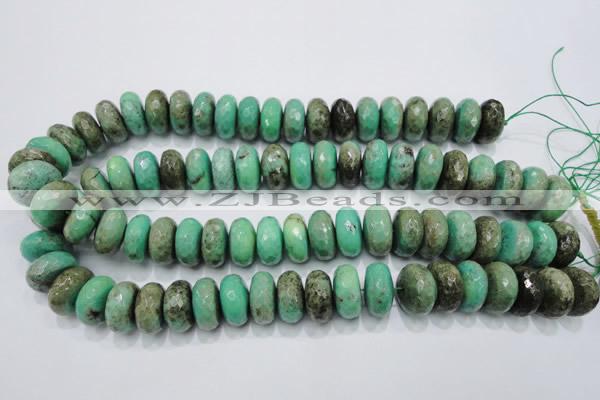 CAB45 15.5 inches 10*18mm faceted rondelle green grass agate beads