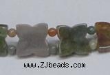 CAB470 15.5 inches flower & round double-drilled indian agate beads