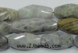 CAB567 15.5 inches 15*28mm faceted rice silver needle agate beads