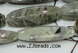 CAB570 15.5 inches 15*40mm flat rice silver needle agate gemstone beads