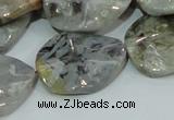 CAB575 15.5 inches 23*30mm wavy oval silver needle agate gemstone beads