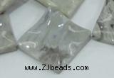 CAB584 15.5 inches 30*30mm wavy diamond silver needle agate beads