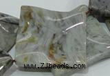 CAB585 15.5 inches 40*40mm wavy diamond silver needle agate beads