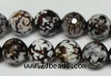 CAB618 15.5 inches 14mm faceted round leopard skin agate beads wholesale