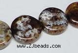 CAB628 15.5 inches 20mm flat round leopard skin agate beads wholesale