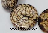 CAB631 15.5 inches 30mm flat round leopard skin agate beads wholesale