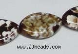 CAB636 15.5 inches 20*30mm marquise leopard skin agate beads