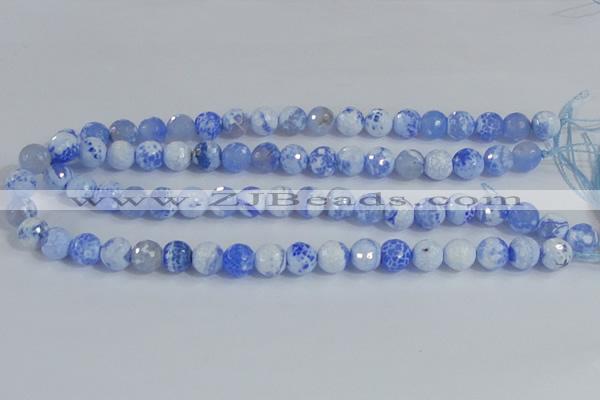 CAB650 15.5 inches 10mm faceted round fire crackle agate beads