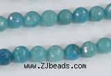 CAB653 15.5 inches 8mm faceted round fire crackle agate beads