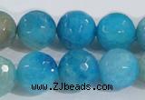 CAB656 15.5 inches 14mm faceted round fire crackle agate beads