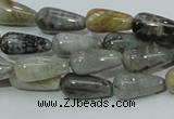 CAB72 15.5 inches 8*16mm teardrop silver needle agate gemstone beads