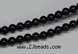 CAB722 15.5 inches 5mm round black agate gemstone beads wholesale