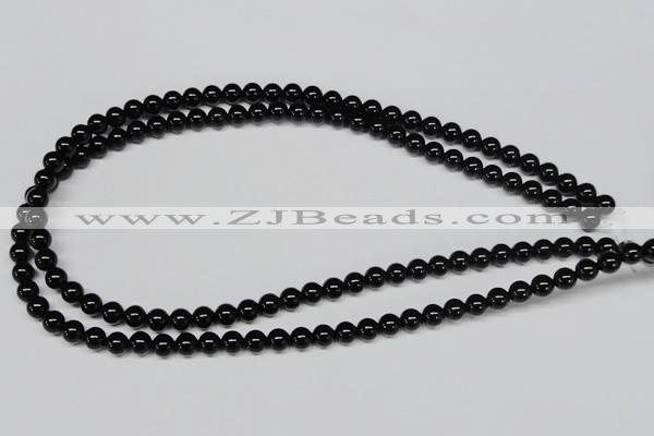 CAB723 15.5 inches 6mm round black agate gemstone beads wholesale