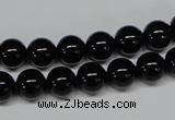 CAB724 15.5 inches 8mm round black agate gemstone beads wholesale