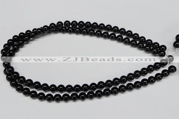 CAB724 15.5 inches 8mm round black agate gemstone beads wholesale