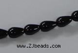 CAB733 15.5 inches 7*10mm teardrop black agate gemstone beads