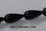 CAB739 15.5 inches 10*22mm teardrop black agate gemstone beads