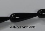 CAB740 15.5 inches 10*30mm teardrop black agate gemstone beads