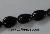 CAB745 15.5 inches 10*14mm flat teardrop black agate gemstone beads