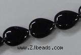 CAB746 15.5 inches 12*16mm flat teardrop black agate gemstone beads