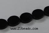 CAB750 15.5 inches 10*12mm oval black agate gemstone beads