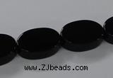 CAB751 15.5 inches 13*18mm oval black agate gemstone beads
