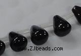 CAB754 15.5 inches 8*10mm top-drilled teardrop black agate beads